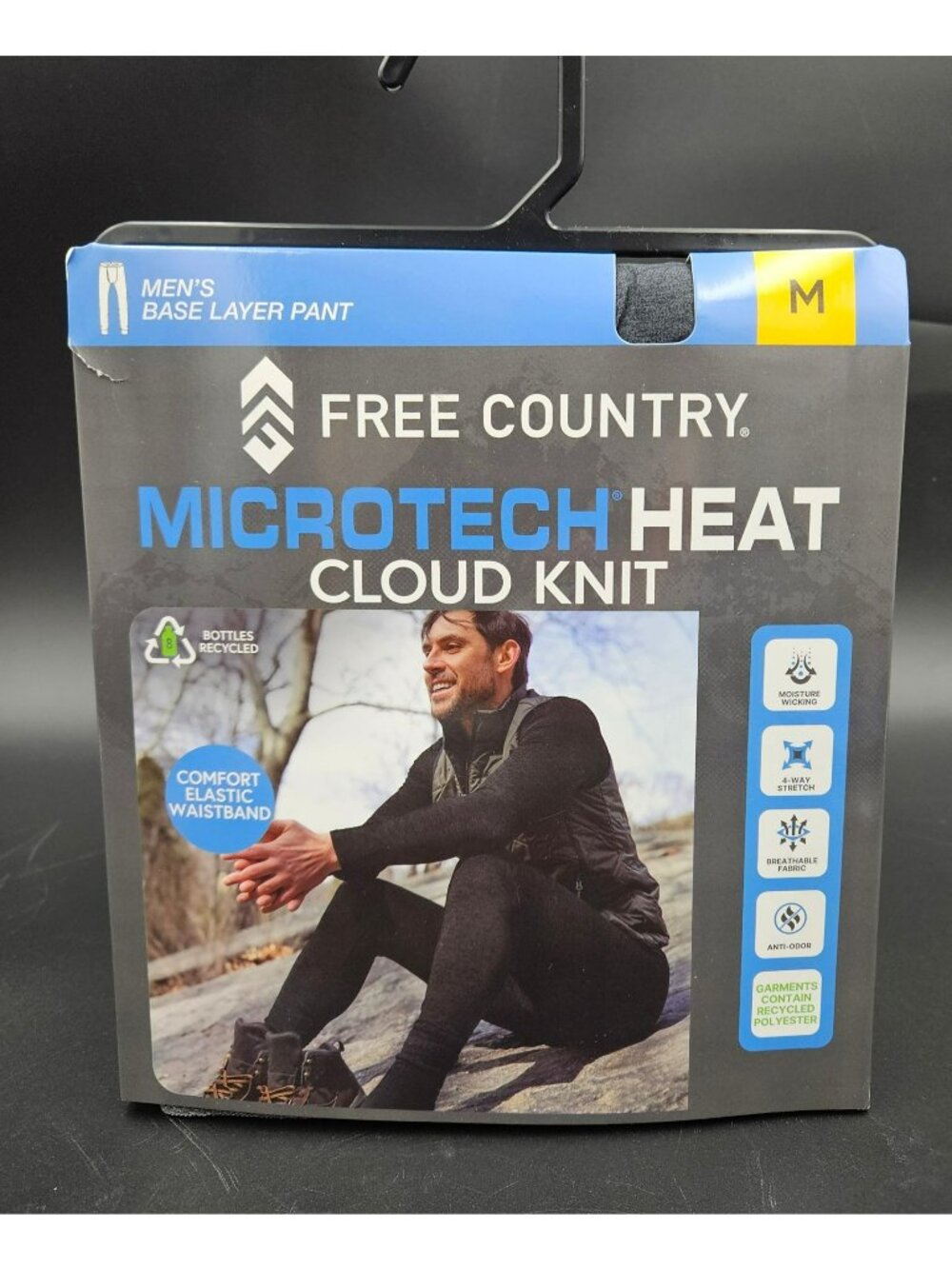 Free Country Mens Microtech Heat Cloud Knit Base Layer Pants Black M